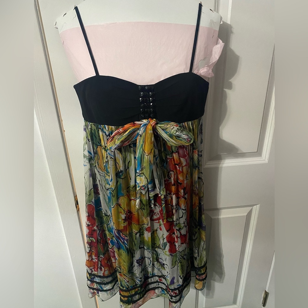 Vintage OC by OC Black and Floral Cocktail Dress Size 4